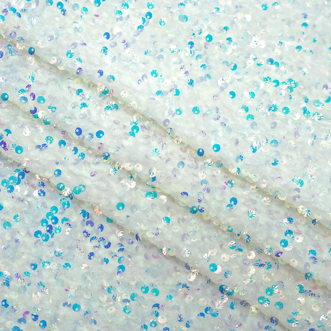 Sanibel Seashell Stretch Velvet Sequin Fabric | Blue Moon Fabrics