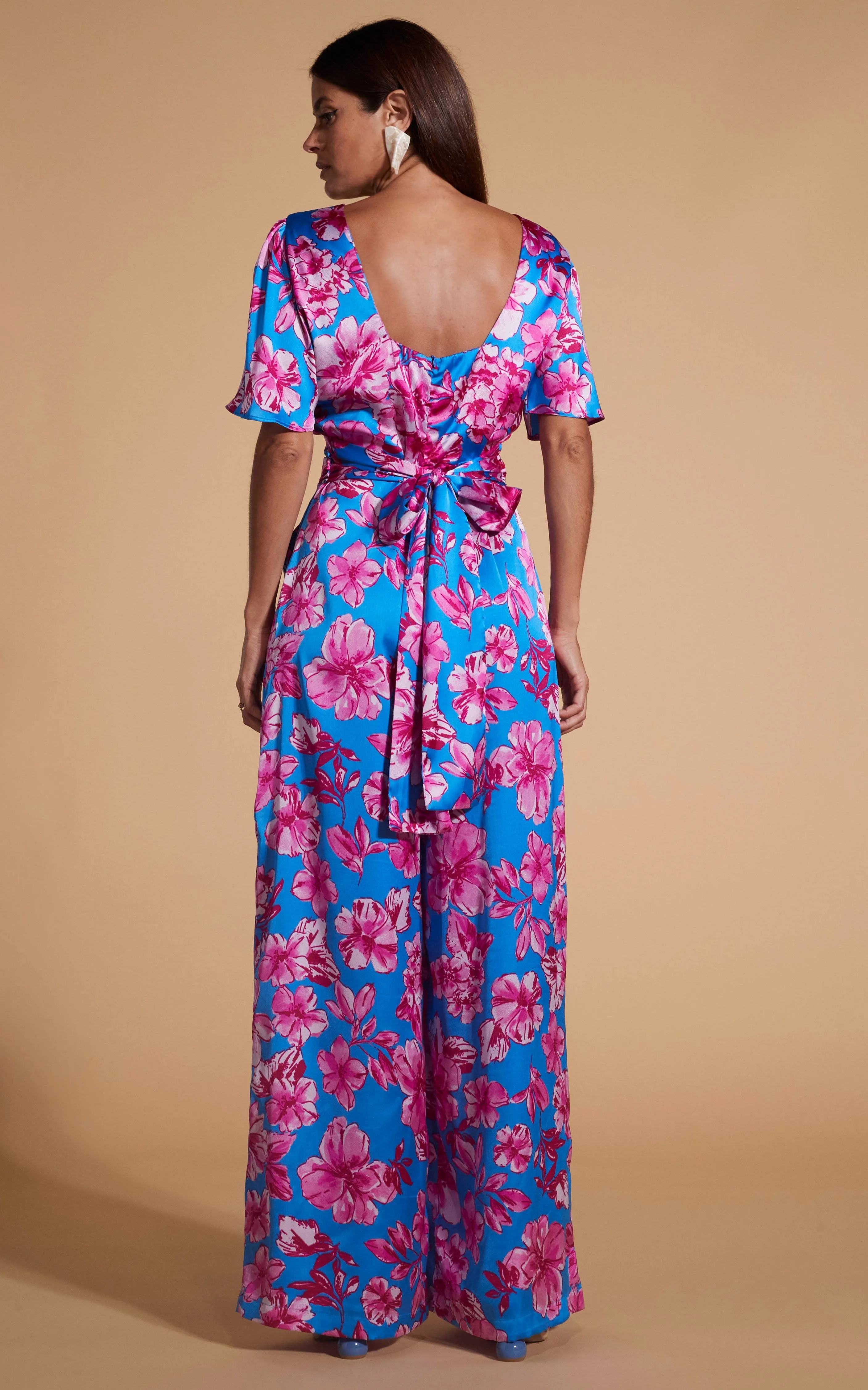 Savannah Jumpsuit In Pink On Blue Floral