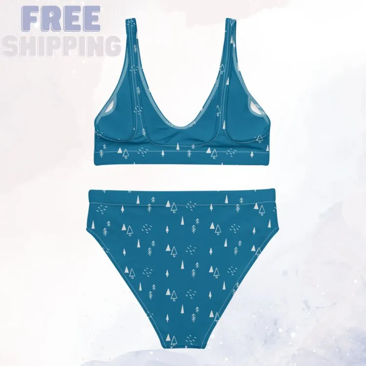 Scandinavian Forest Blue Recycled High-Waisted Bikini