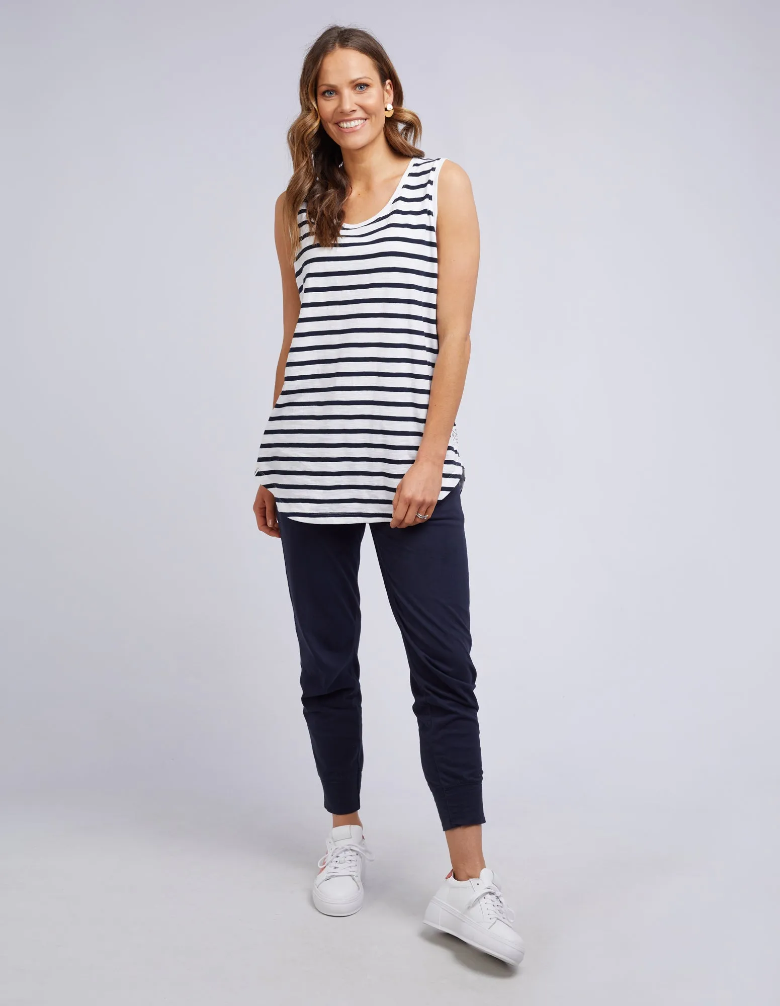 Scoop Tank White & Navy Stripe