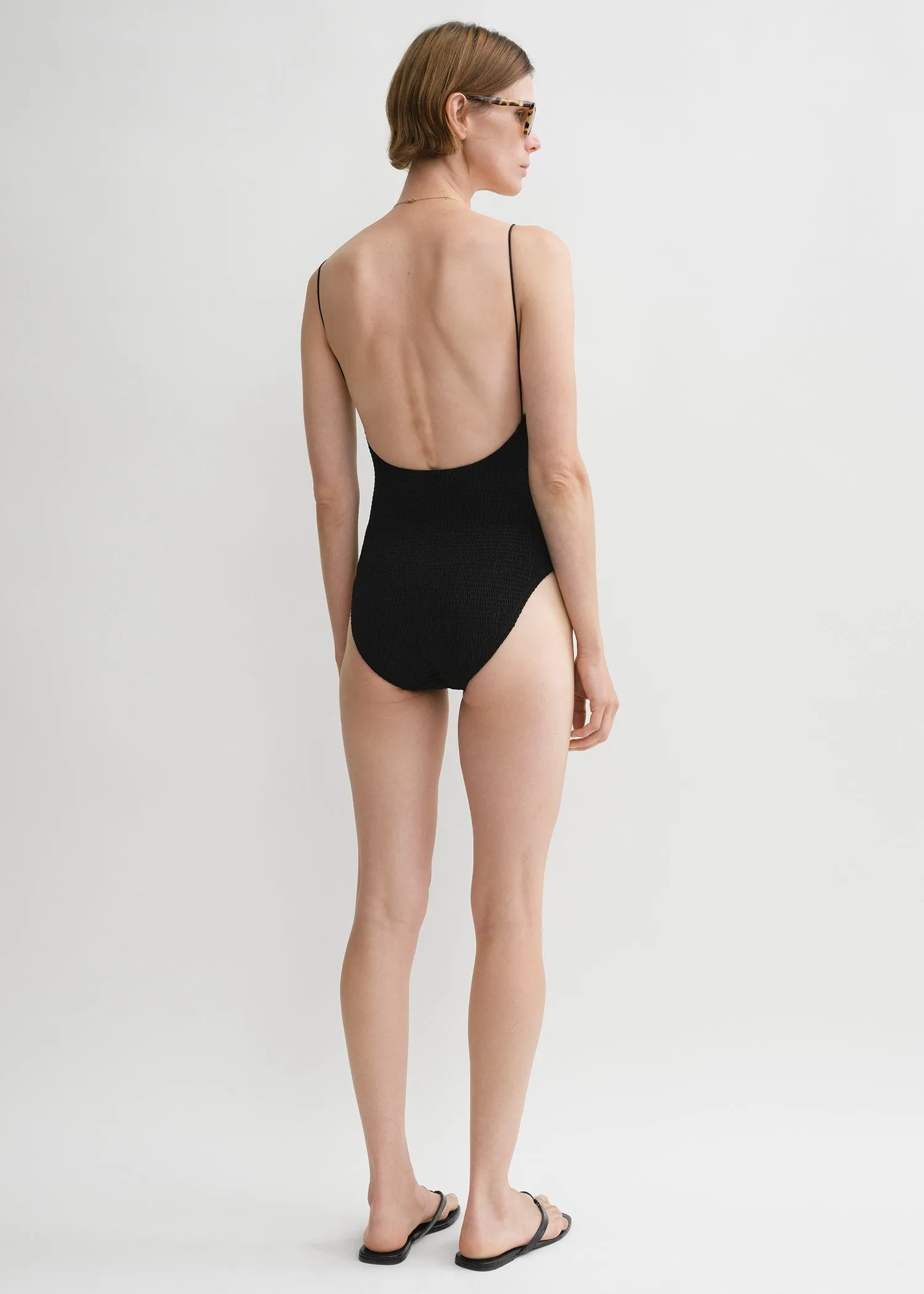 Smocked swimsuit black