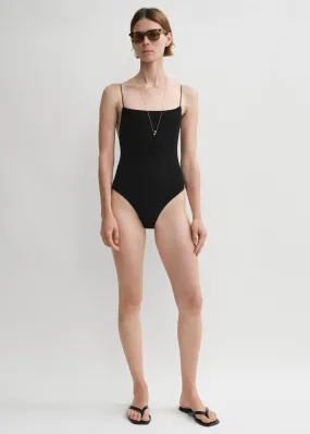 Smocked swimsuit black