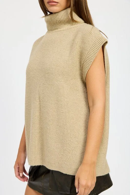 Split Back Turtleneck Top