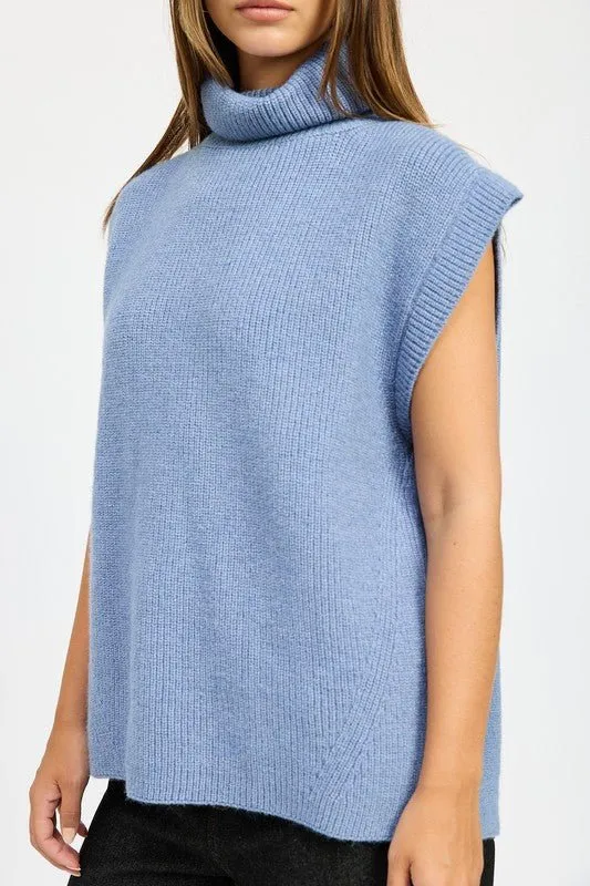 Split Back Turtleneck Top