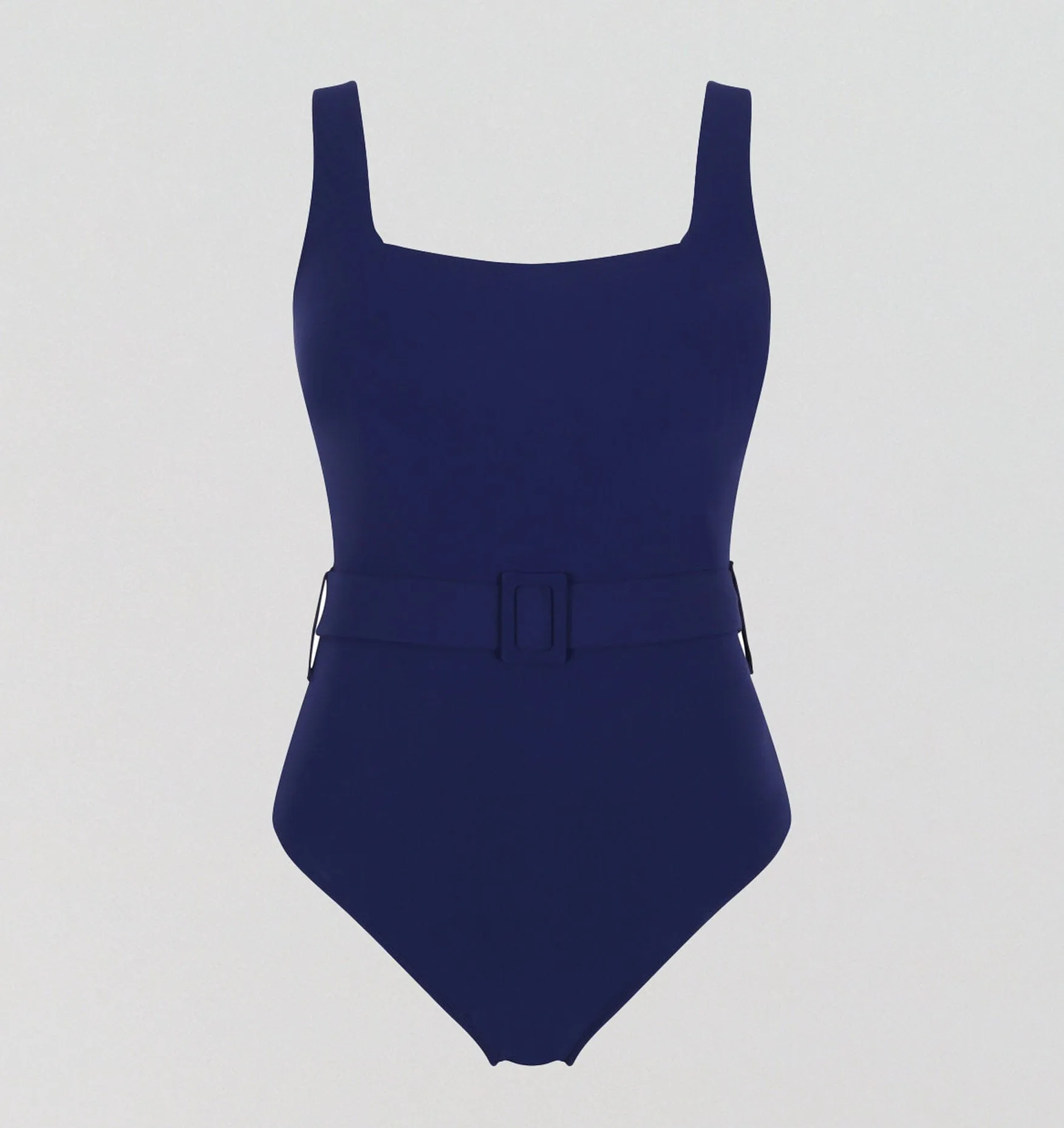 Square neck belted one piece [Navy]