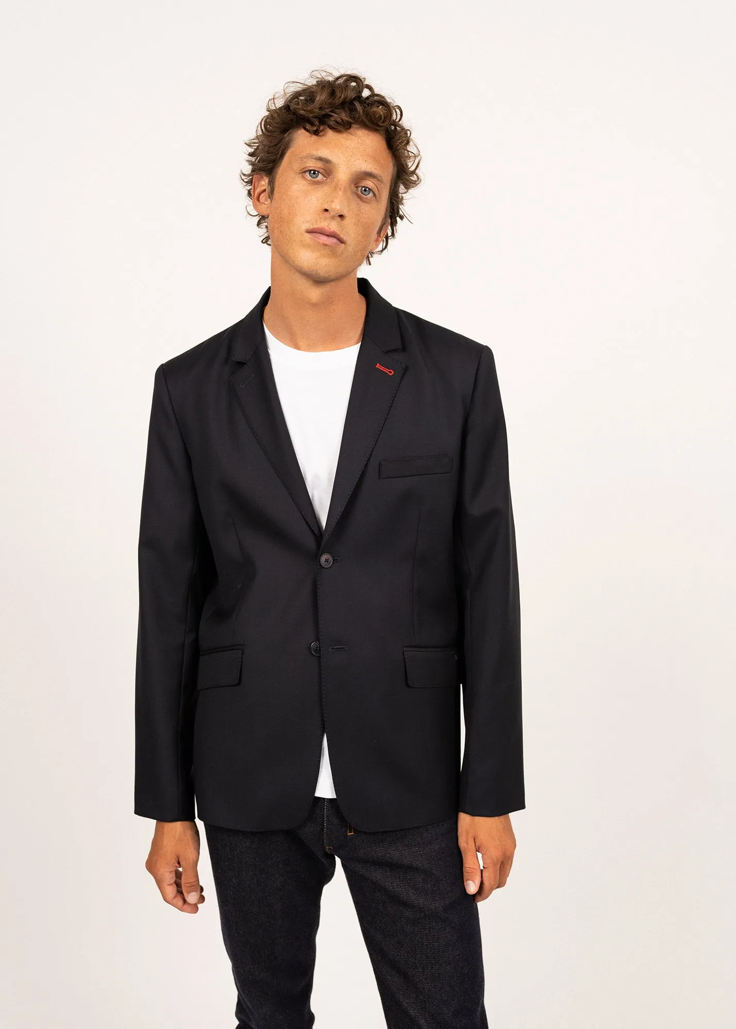 St Benoit wool cloth blazer - with tone on tone elbow patches (NAVY)