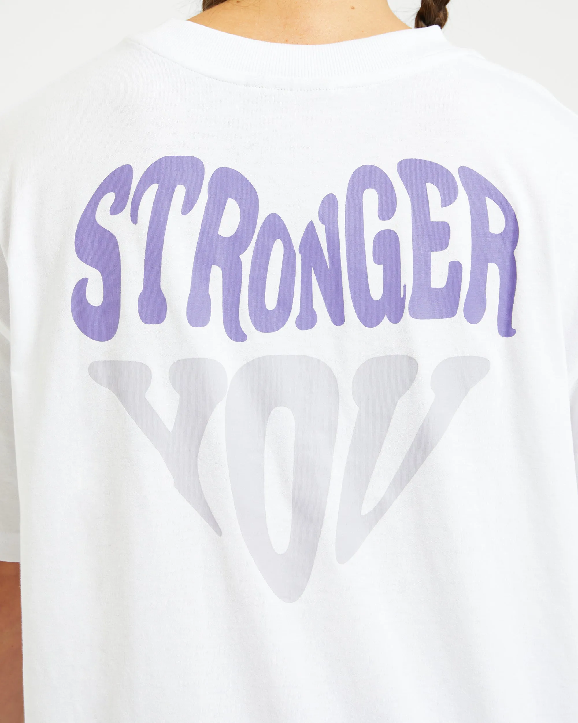 Stronger You Oversized T Shirt - White/Purple