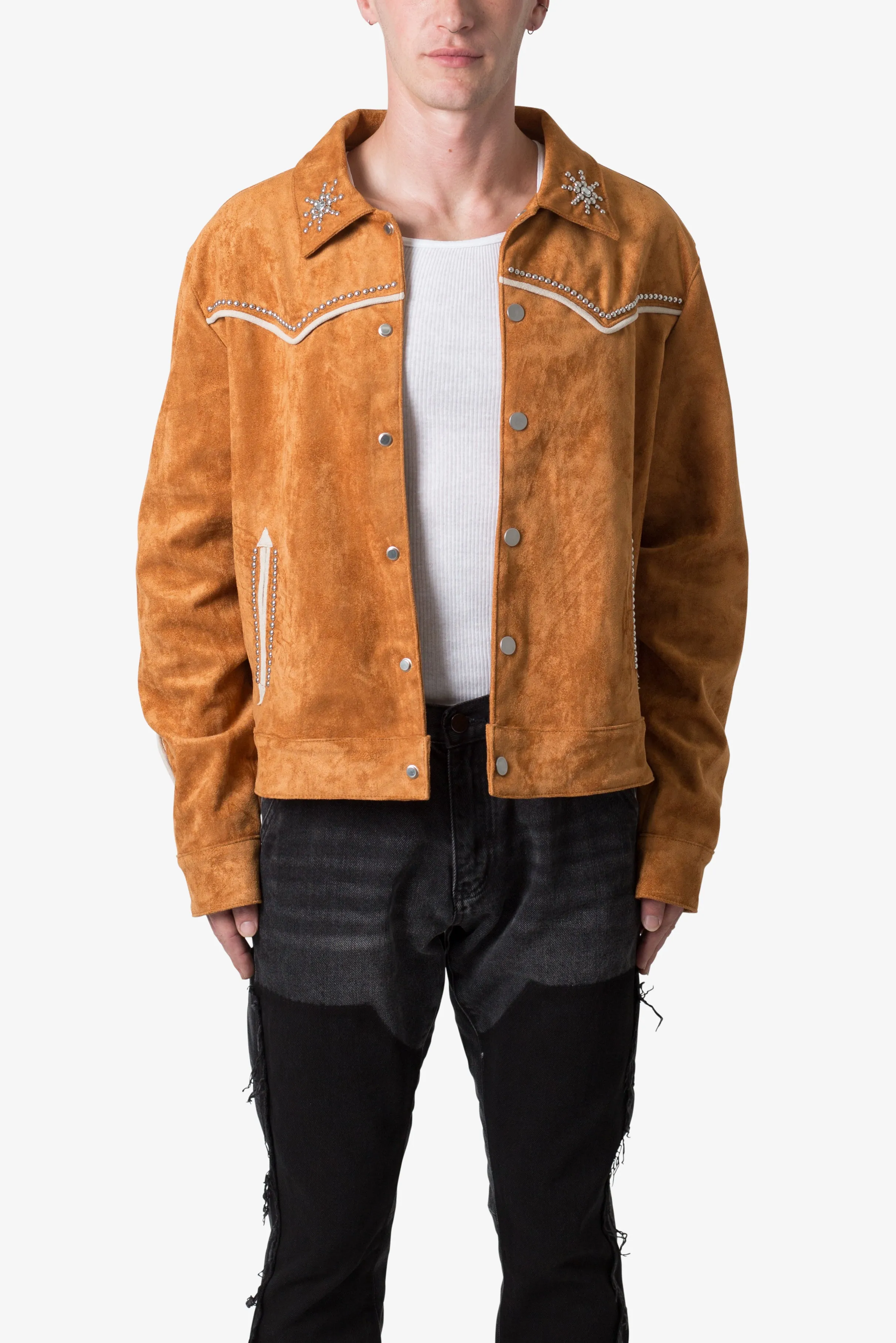 Suede Collared Jacket - Orange