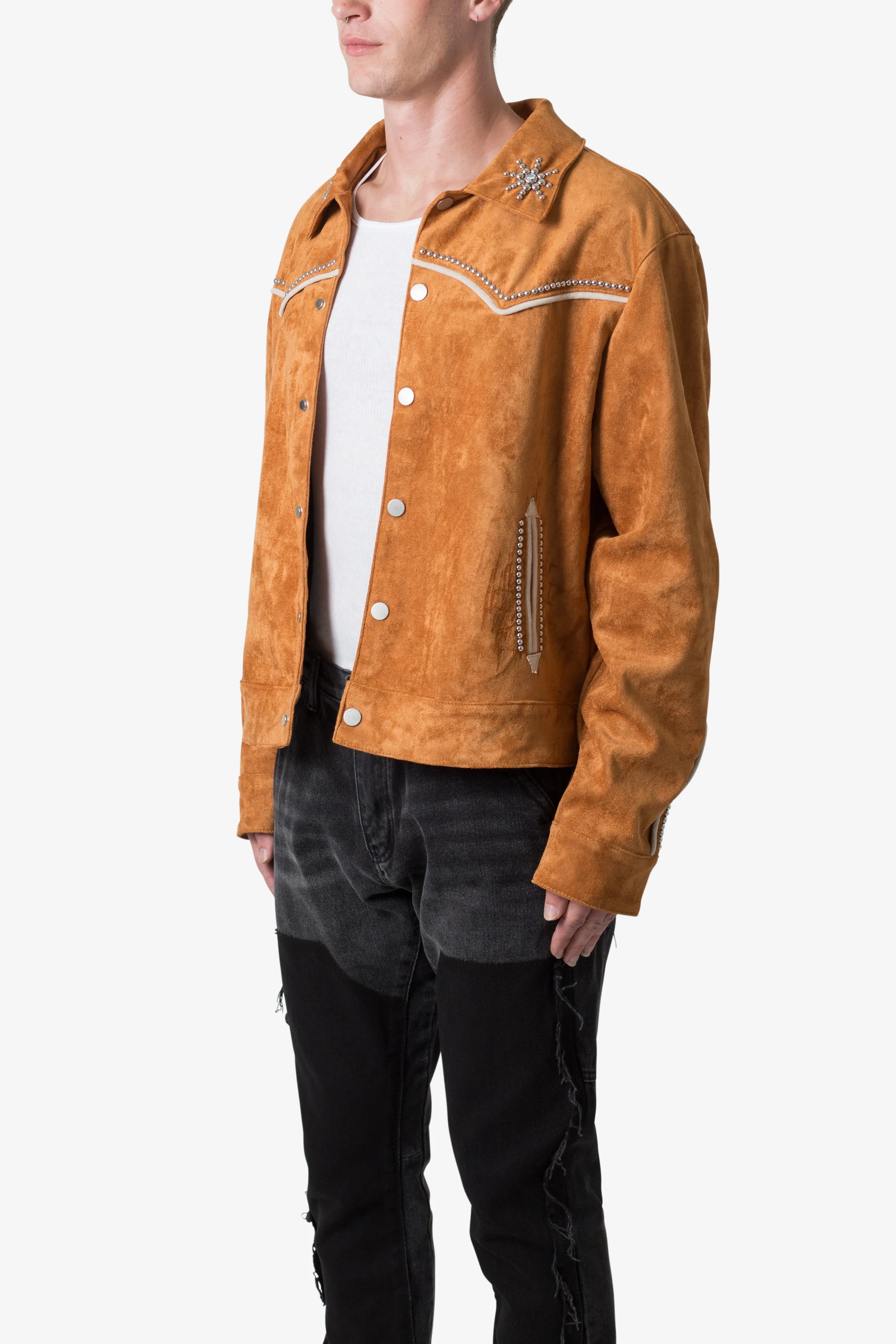 Suede Collared Jacket - Orange