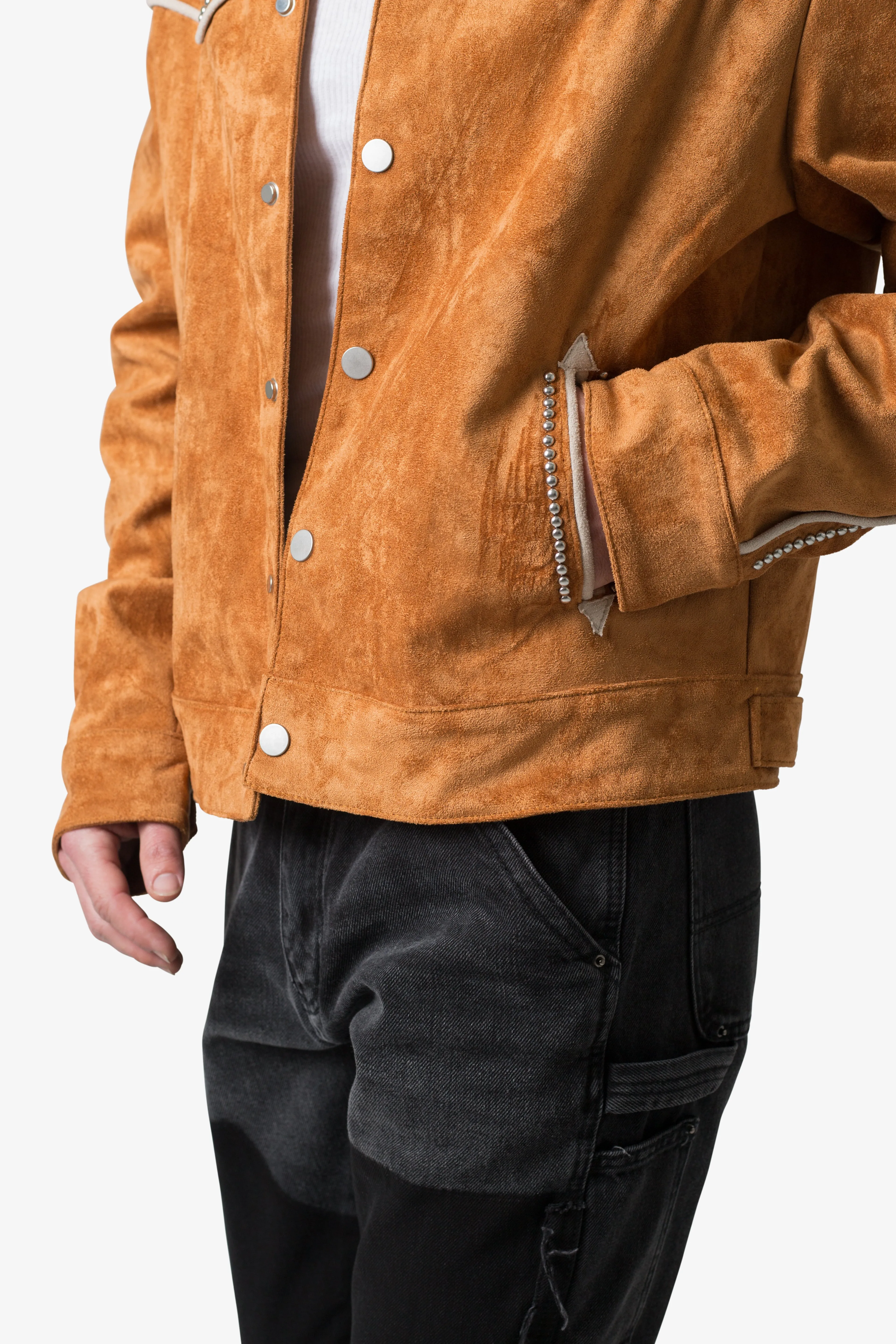 Suede Collared Jacket - Orange