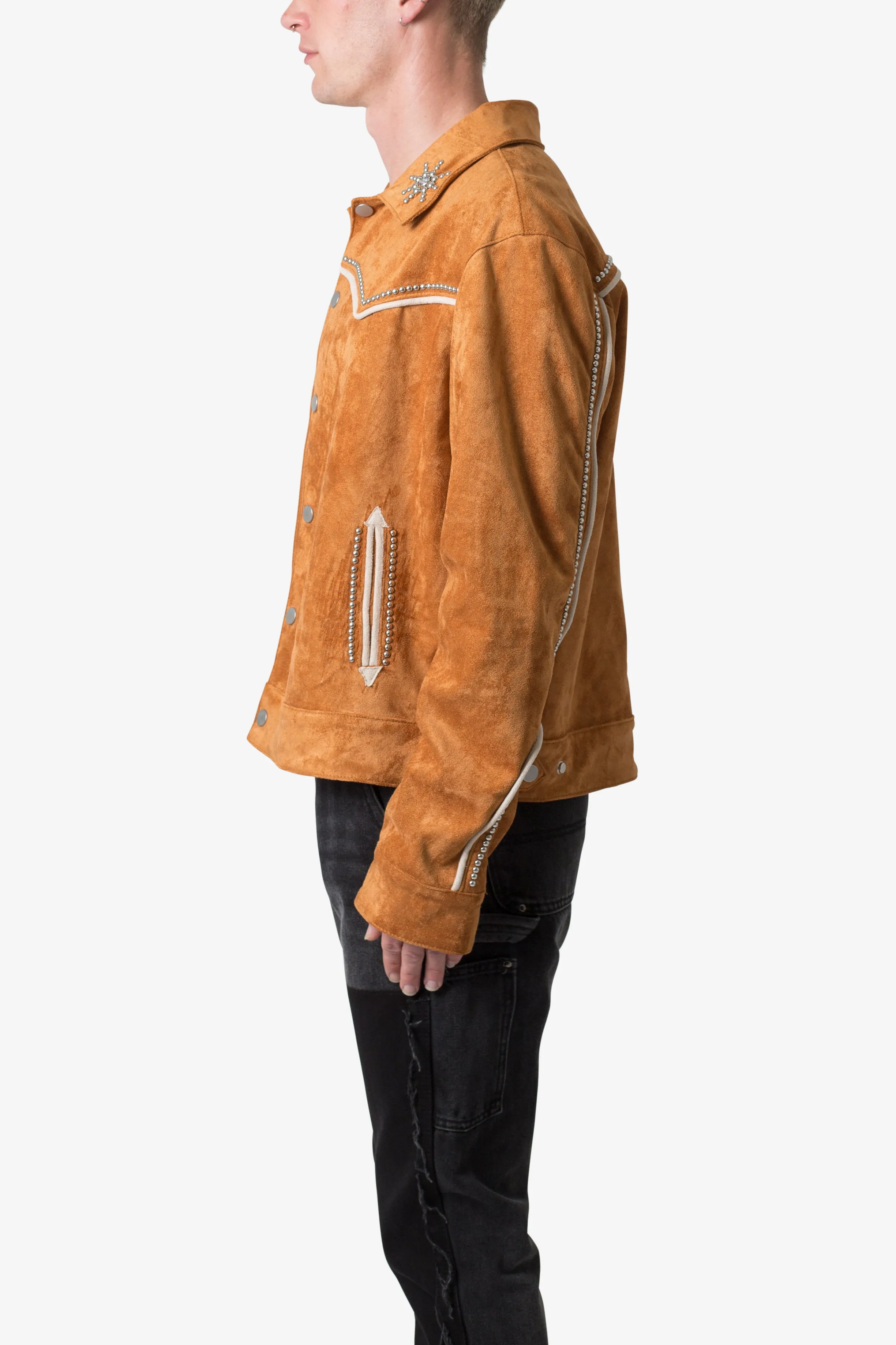 Suede Collared Jacket - Orange