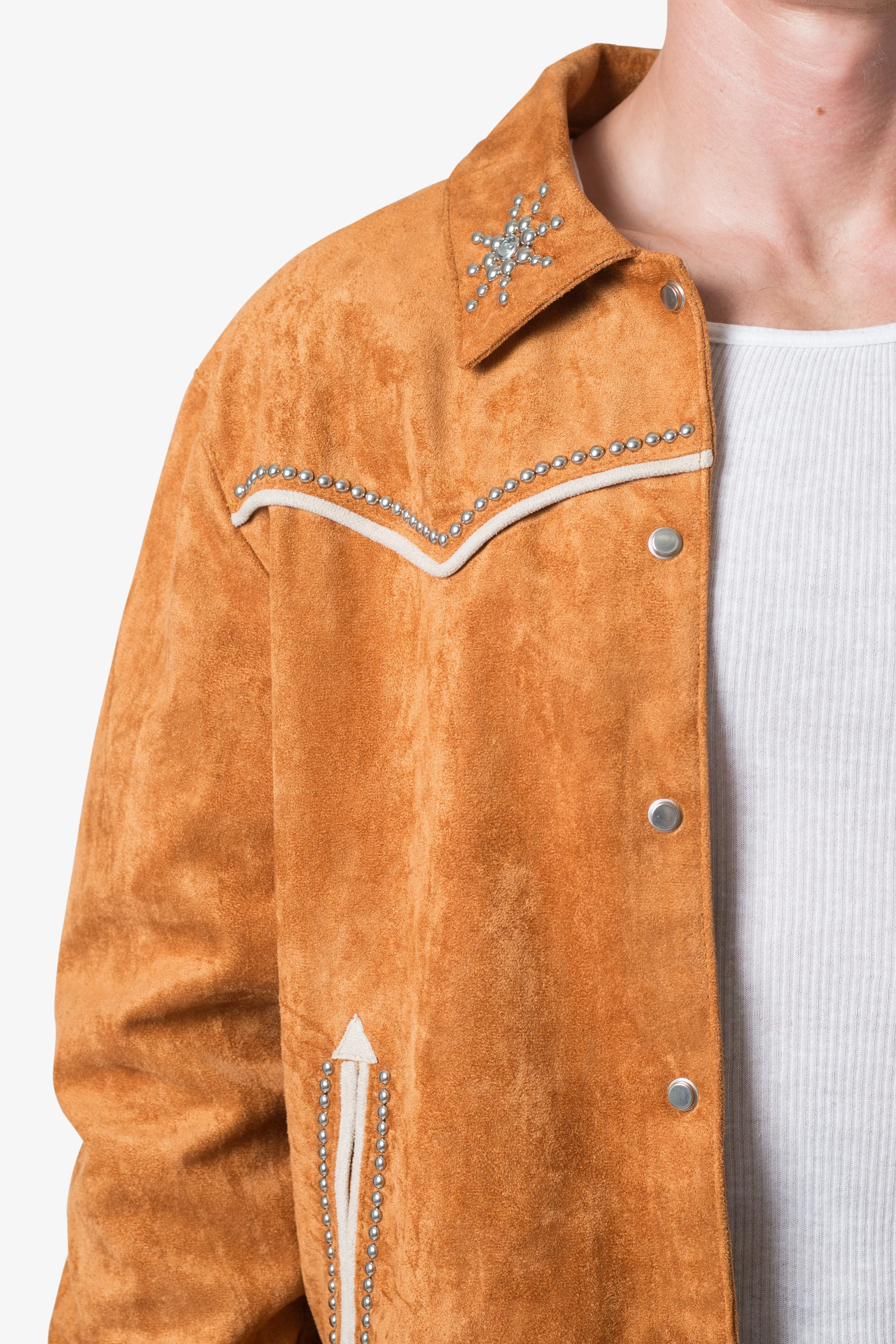 Suede Collared Jacket - Orange