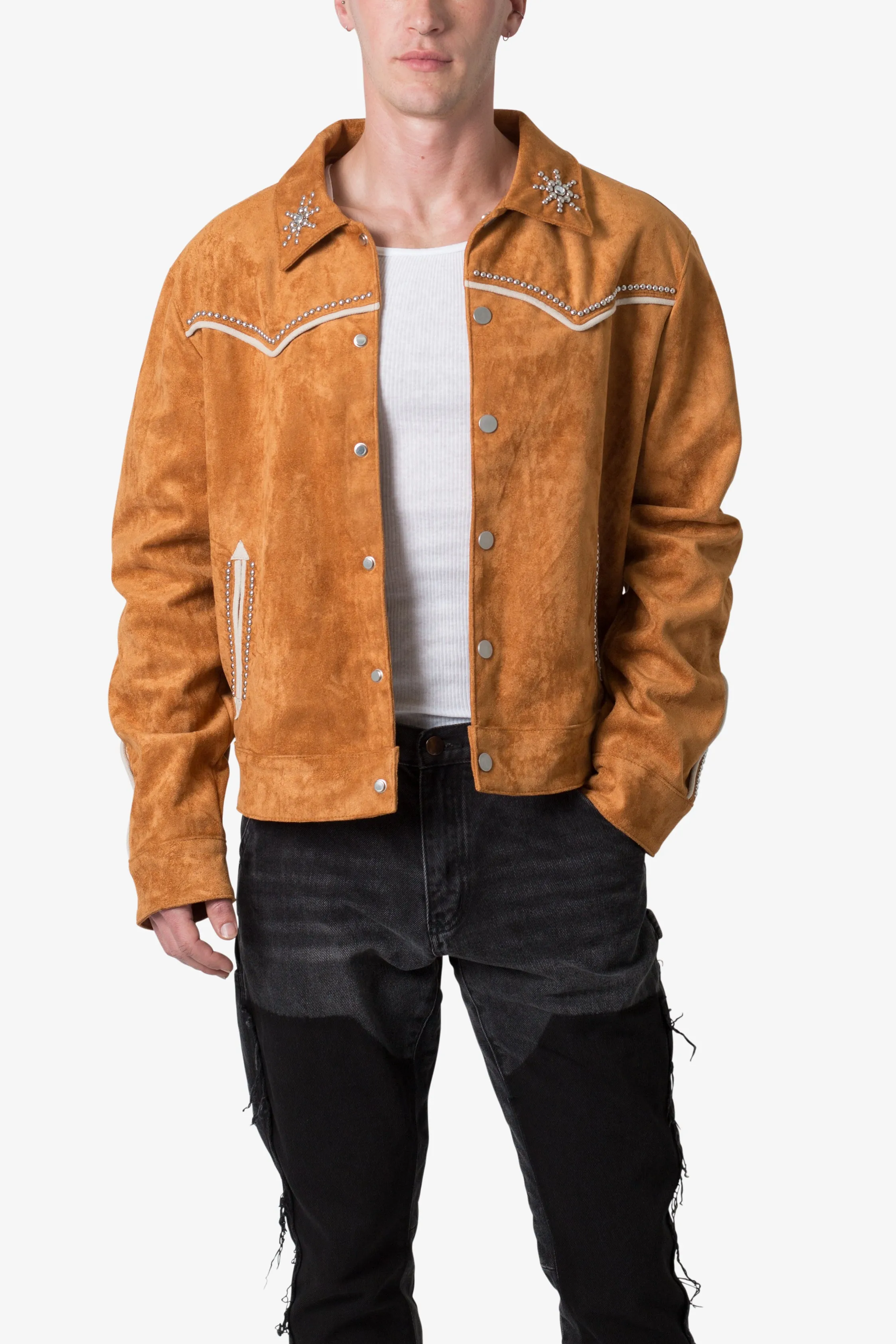 Suede Collared Jacket - Orange