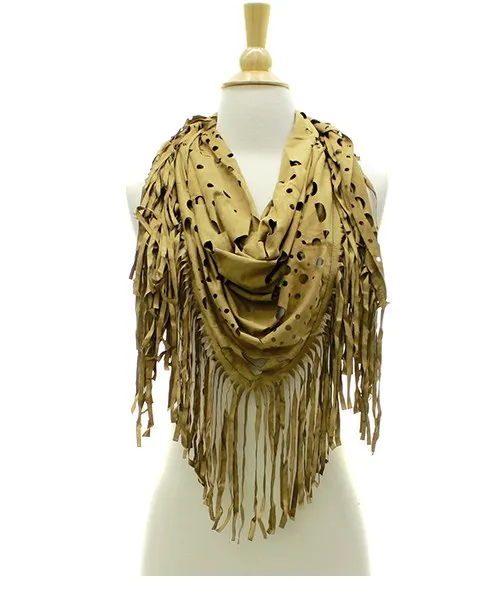 Suede Fringe Shawl