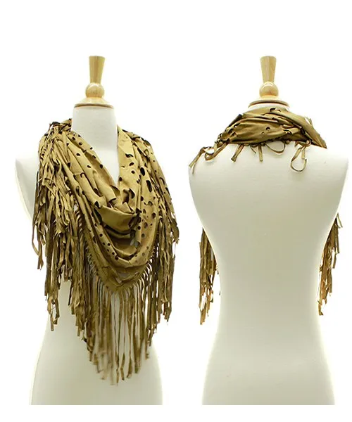 Suede Fringe Shawl