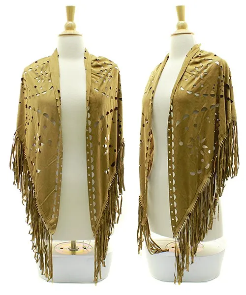 Suede Fringe Shawl