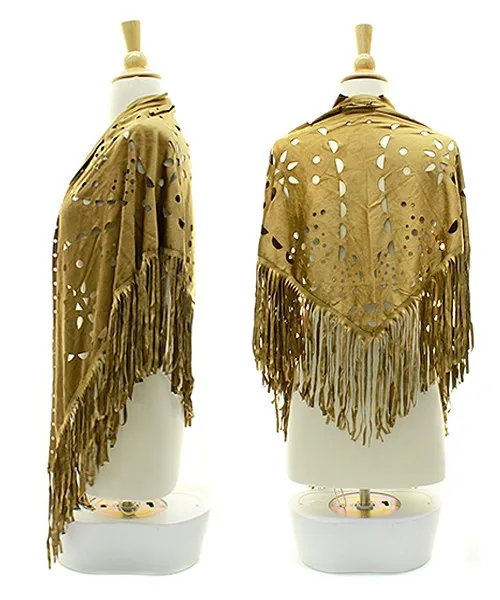 Suede Fringe Shawl