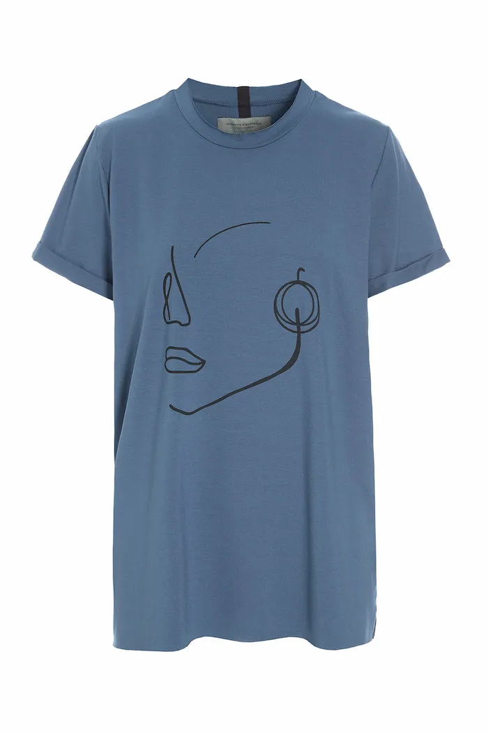 T-SHIRT FACE IT - 96089 - DUSTY BLUE