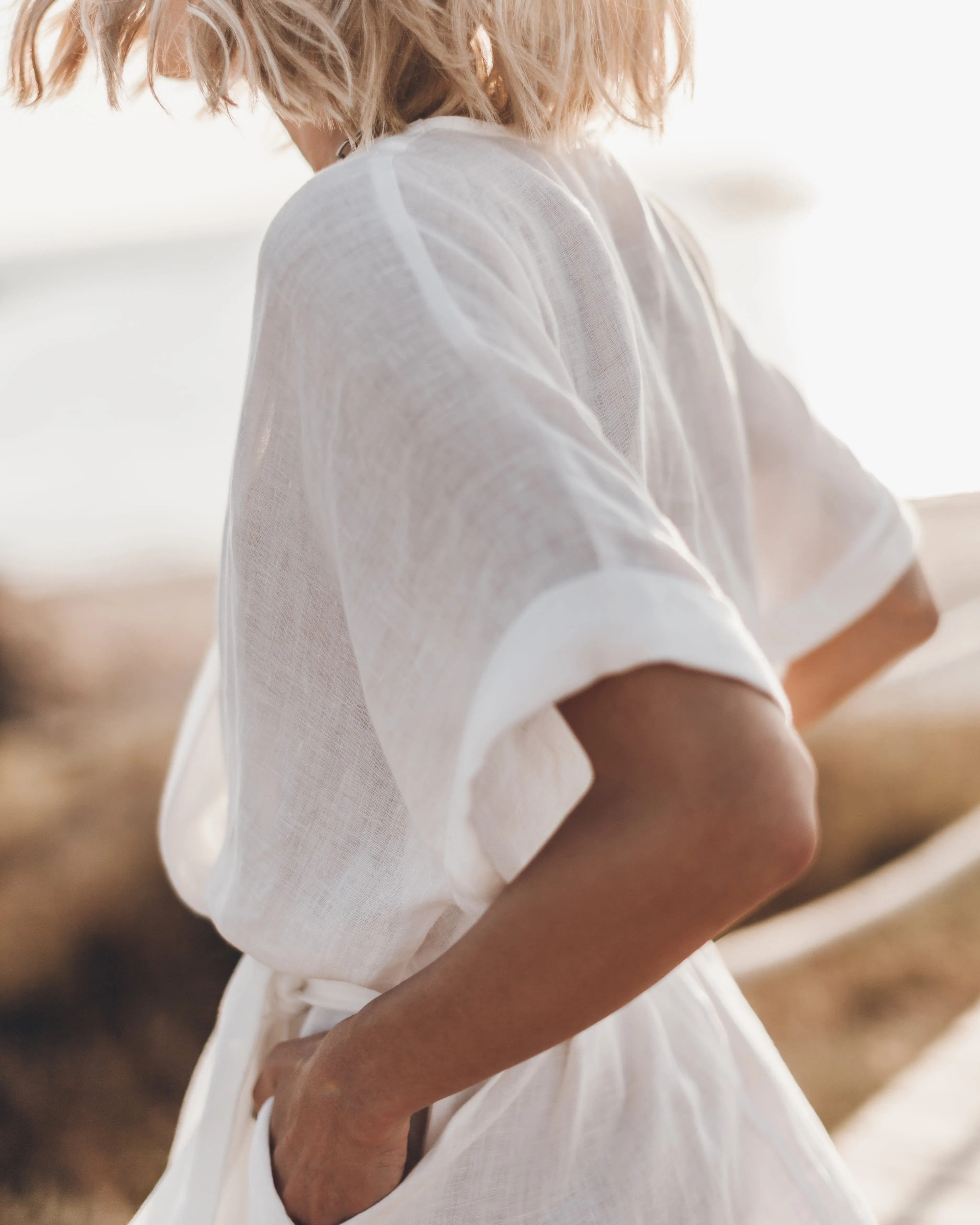 The White Linen Kimono Dress