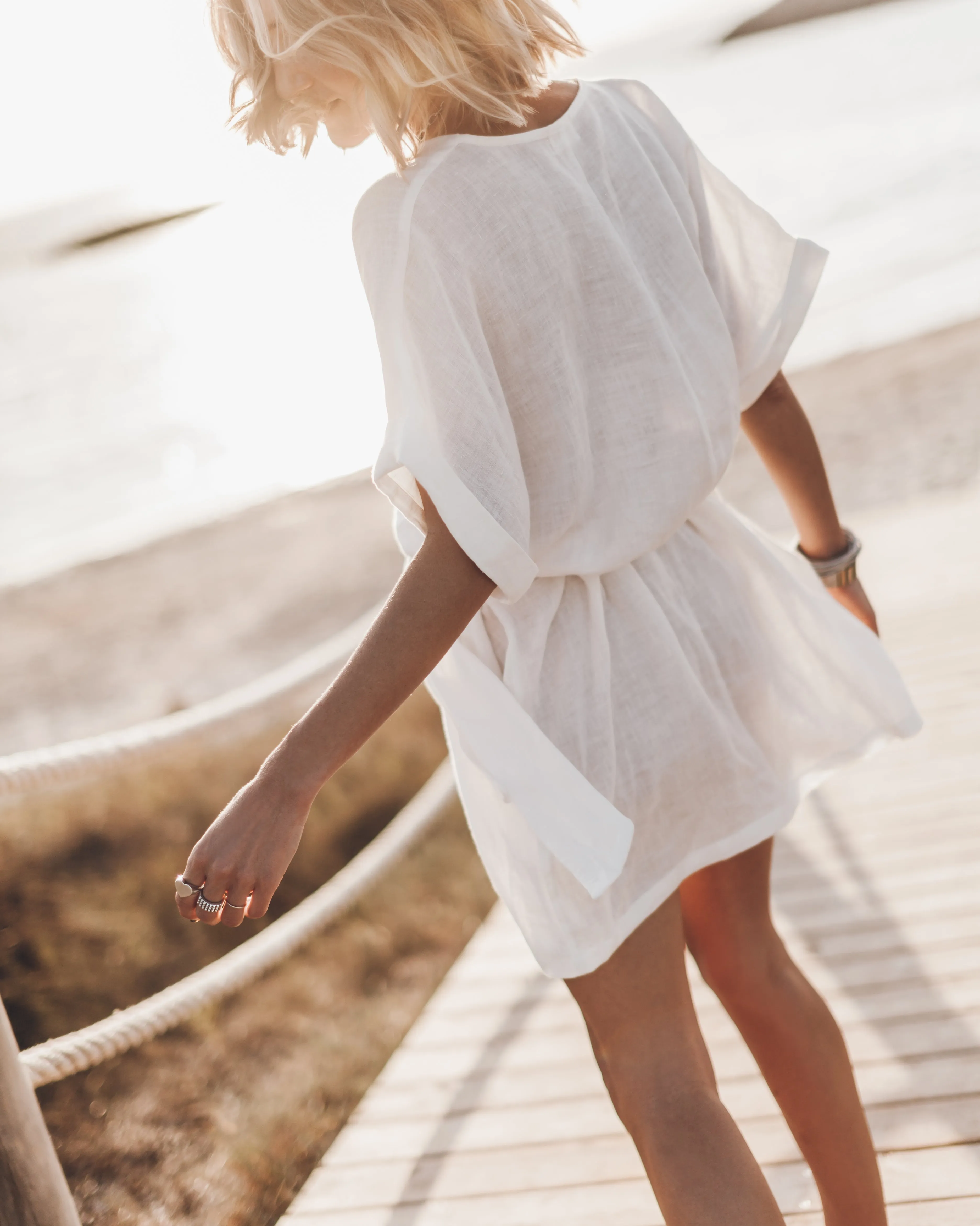 The White Linen Kimono Dress