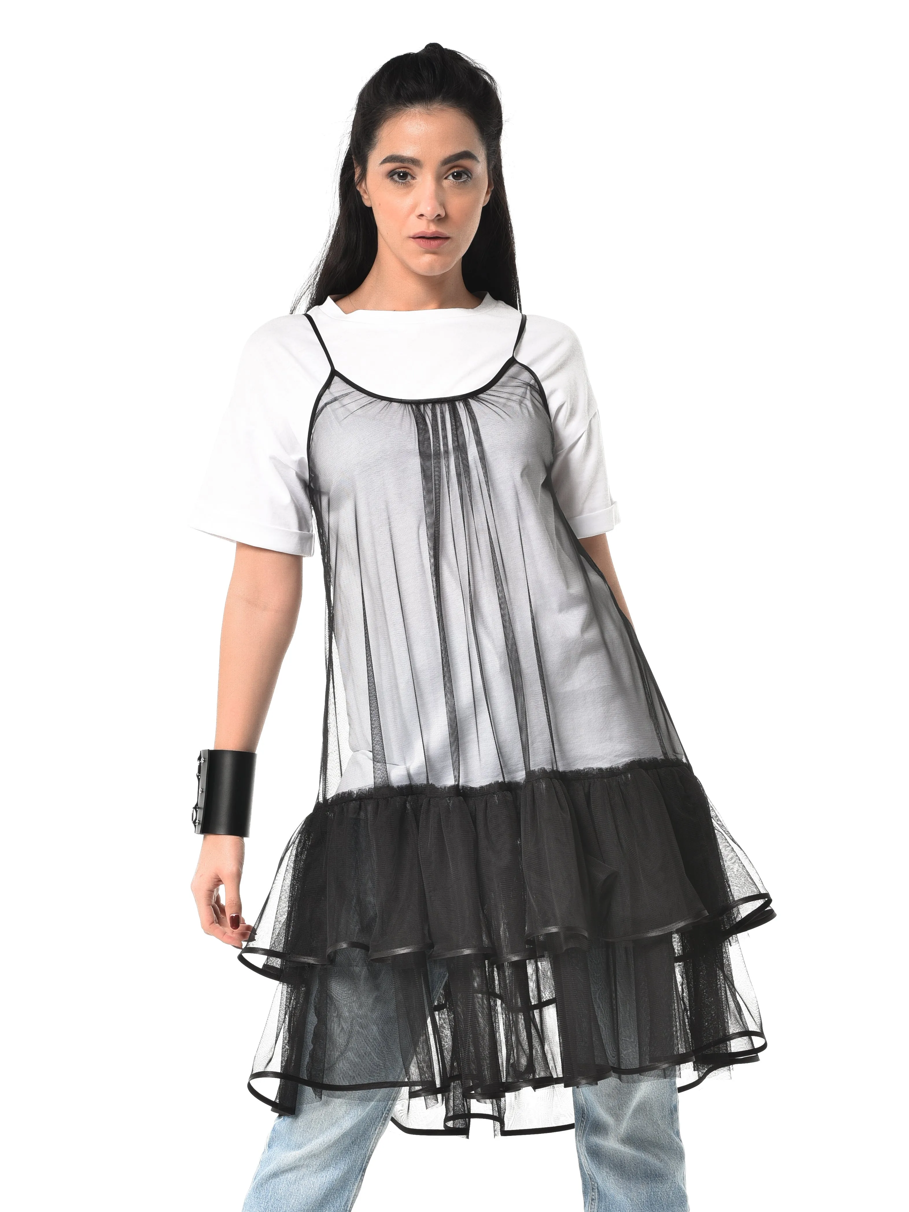 Transparent Sleeveless Tulle Tunic