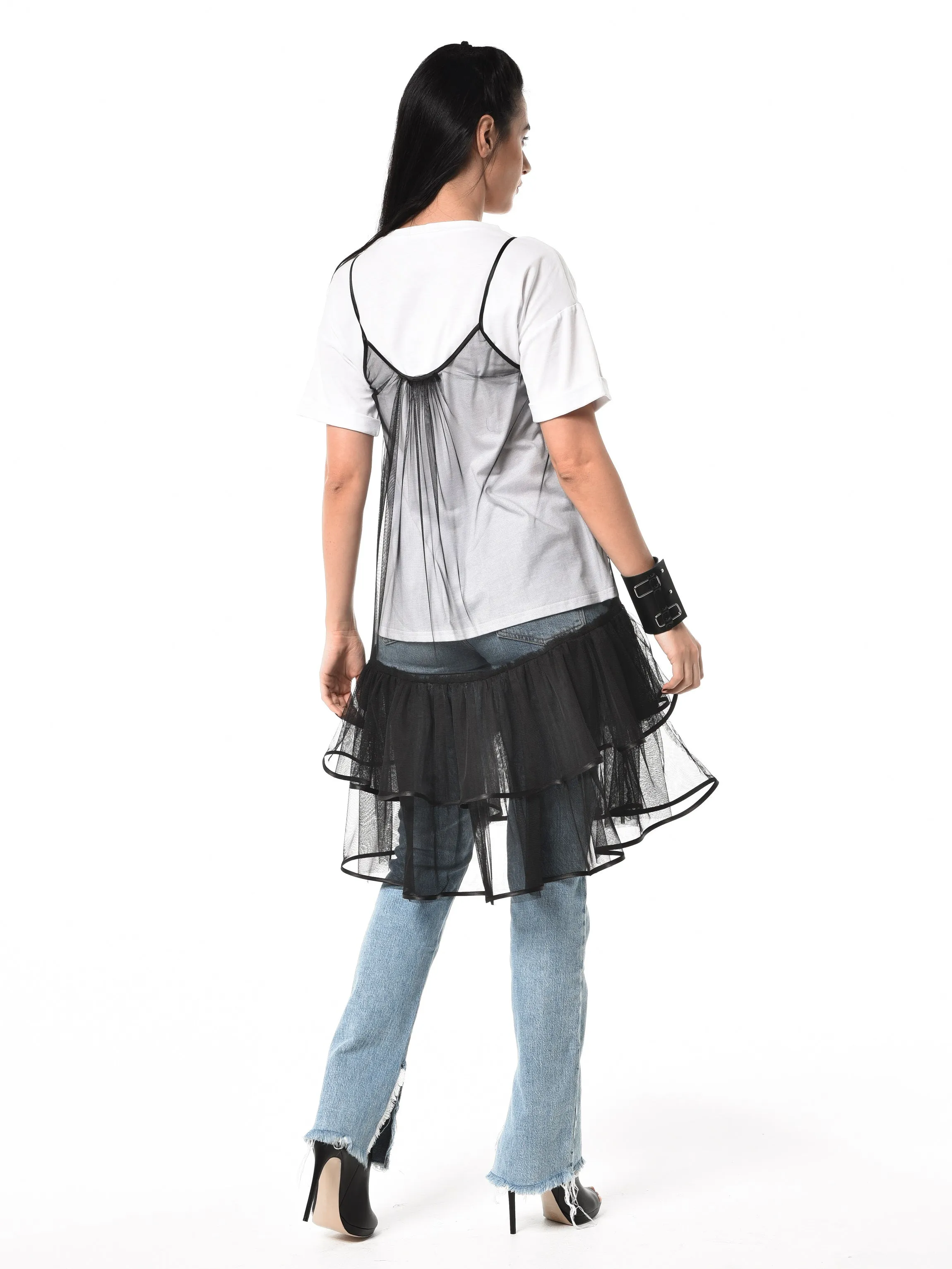 Transparent Sleeveless Tulle Tunic