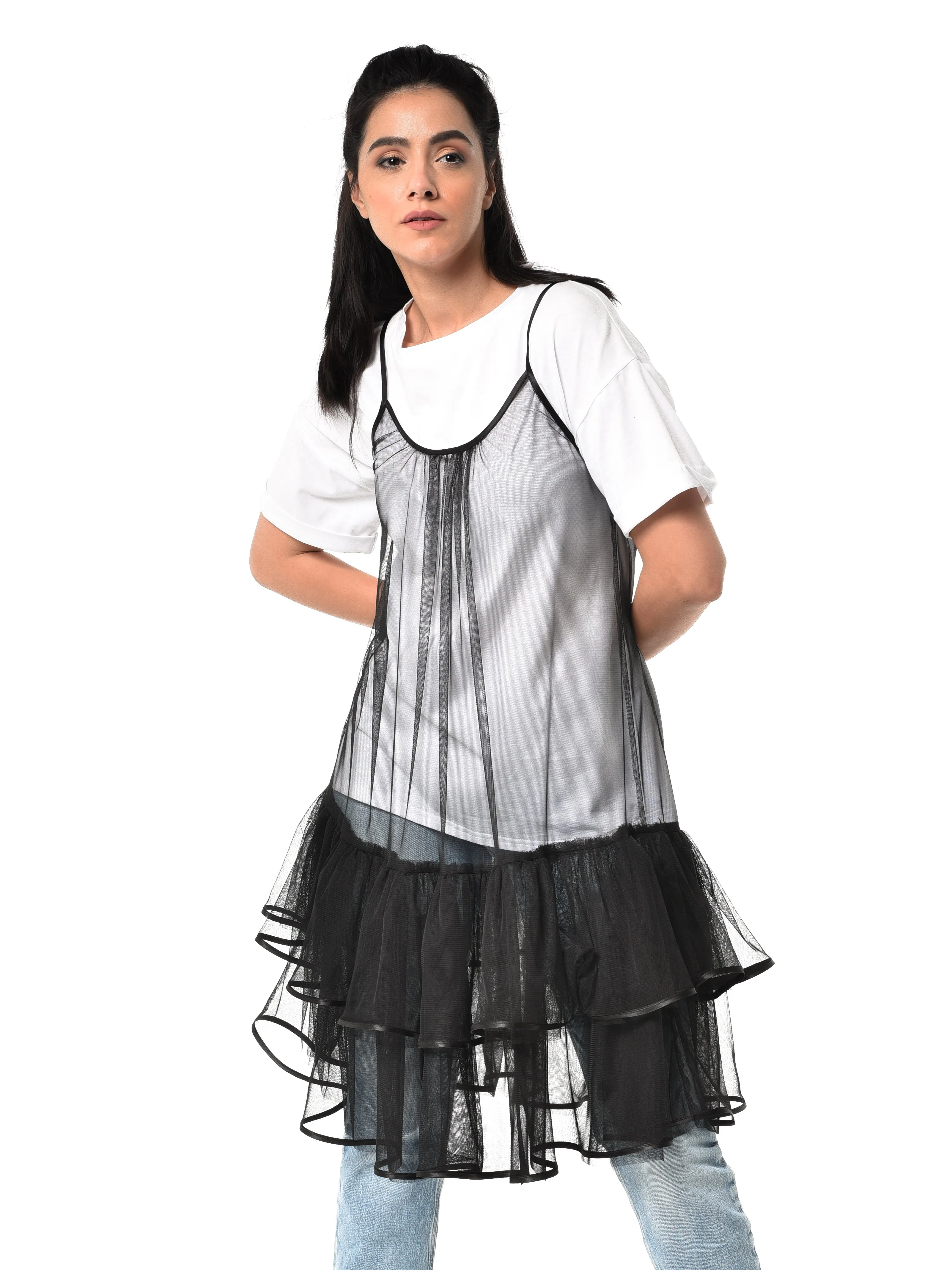 Transparent Sleeveless Tulle Tunic