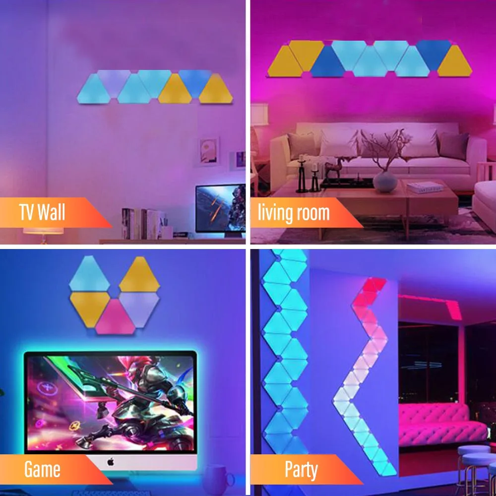 USB Touch LED Triangle Wall Night for Gaming Room