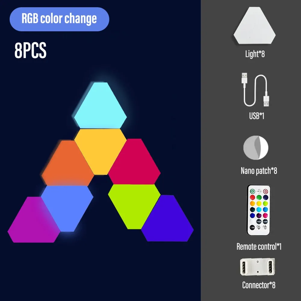 USB Touch LED Triangle Wall Night for Gaming Room