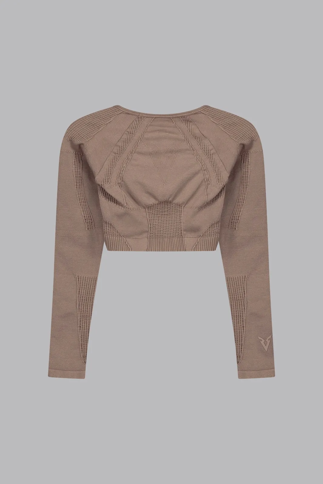 V_FADE CROPPED LONG SLEEVE TOP - Tan Vintage