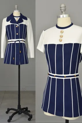 Vintage Lilli Ann Navy Blue and White Nautical Mini Tunic