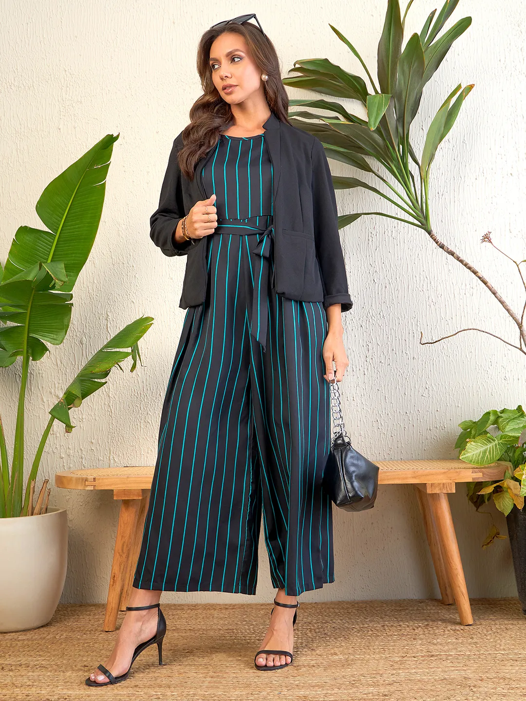 Waist-Tie Full Length Palazzo Jumpsuit