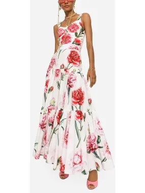 Women’s Carnation-Print Poplin Corset Top and Skirt Set