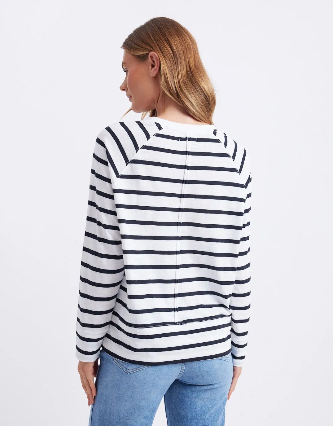 Yasmin Long Sleeve Top - White/Black Stripe