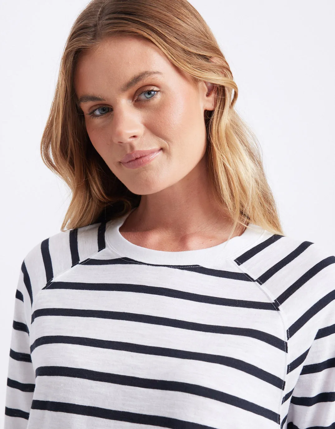 Yasmin Long Sleeve Top - White/Black Stripe